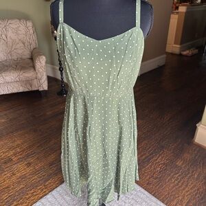 Old Navy Olive Polka Dot Mini Dress